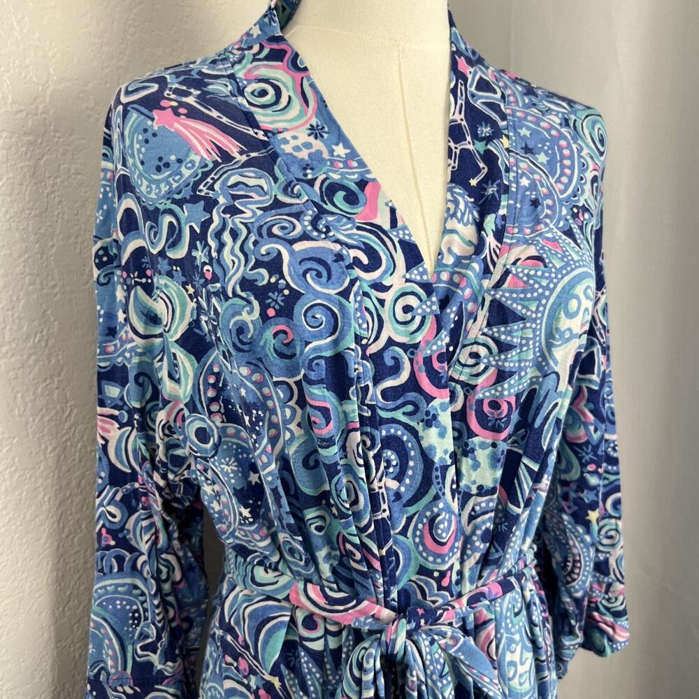 Lilly Pulitzer Blue Floral Robe Intimates Sleepwear - Picture 2 of 16